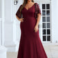 Elegant Plus Size V Neck Fishtail Evening Dress for Women