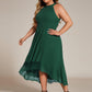 Flowy Plus Size Halter Neck Chiffon Midi Wedding Guest Dress