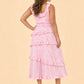 Plus Size Floral Bridesmaid Dress with Tiered Ruffles Stretch Fabric and Elegant Slit