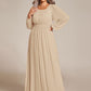 Plus Size See-Through Puff Sleeve Chiffon Mother Dress