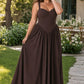 Elegant A Line Chiffon Gown with Adjustable Lace Up Corset Back