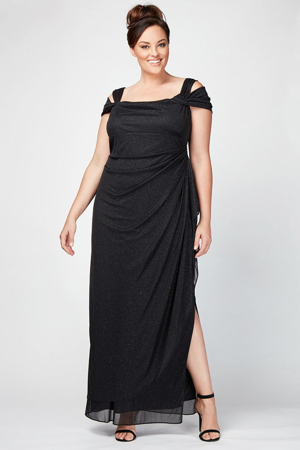 Plus Hannah Glitter Mesh Gown