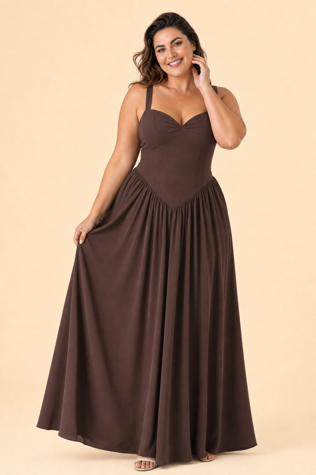 Elegant A Line Chiffon Gown with Adjustable Lace Up Corset Back