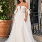 Plus Size Bridal Gown Off Shoulder with Removable Skirt Romantic Bow Detail