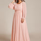 Plus Size See-Through Puff Sleeve Chiffon Mother Dress