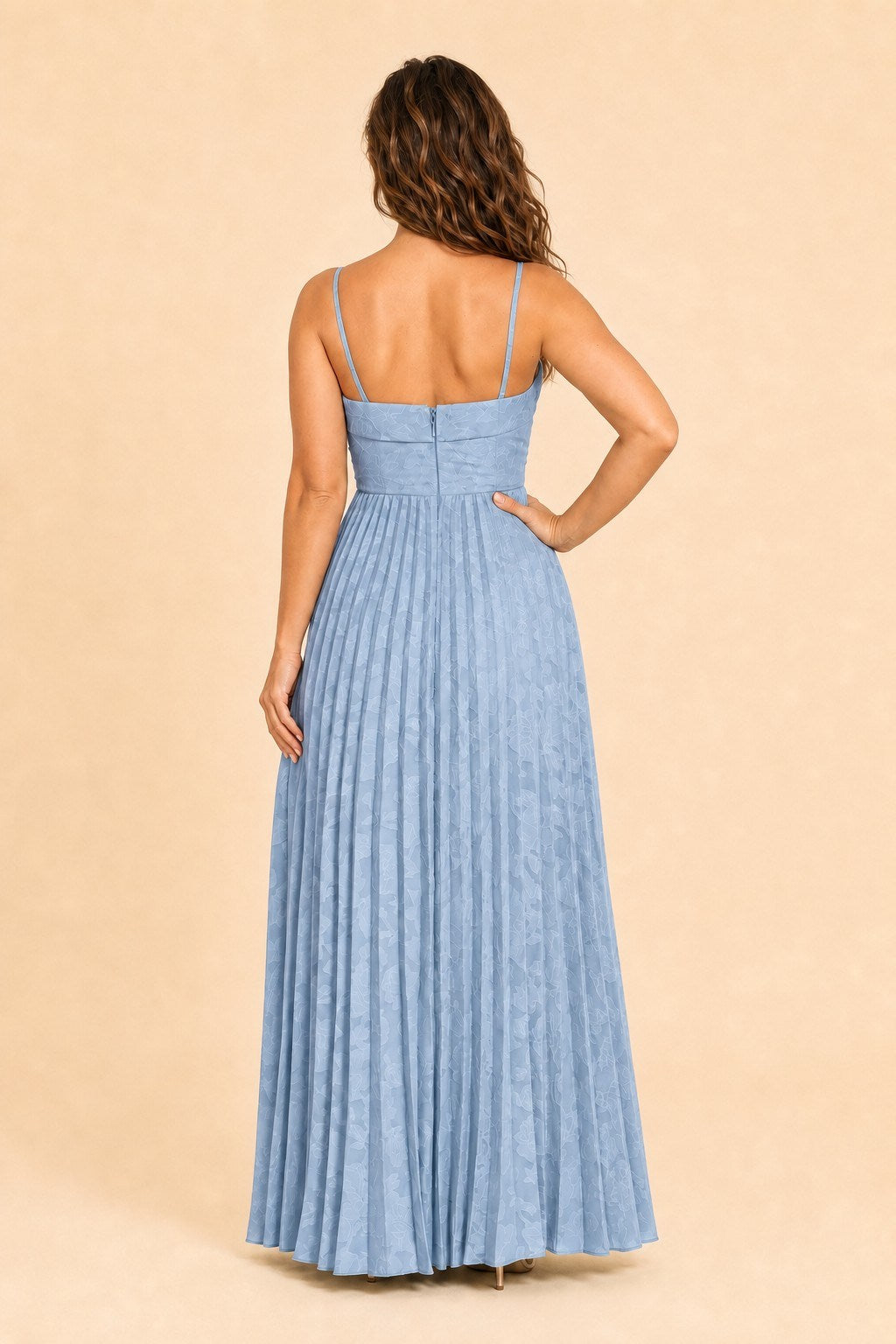 Plus Size Strapless Floral Burnout A-Line Bridesmaid Dress with Pleated Skirt