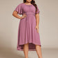 Plus Size Pleated Round Neckline A-Line Midi Chiffon Wedding Guest Dress