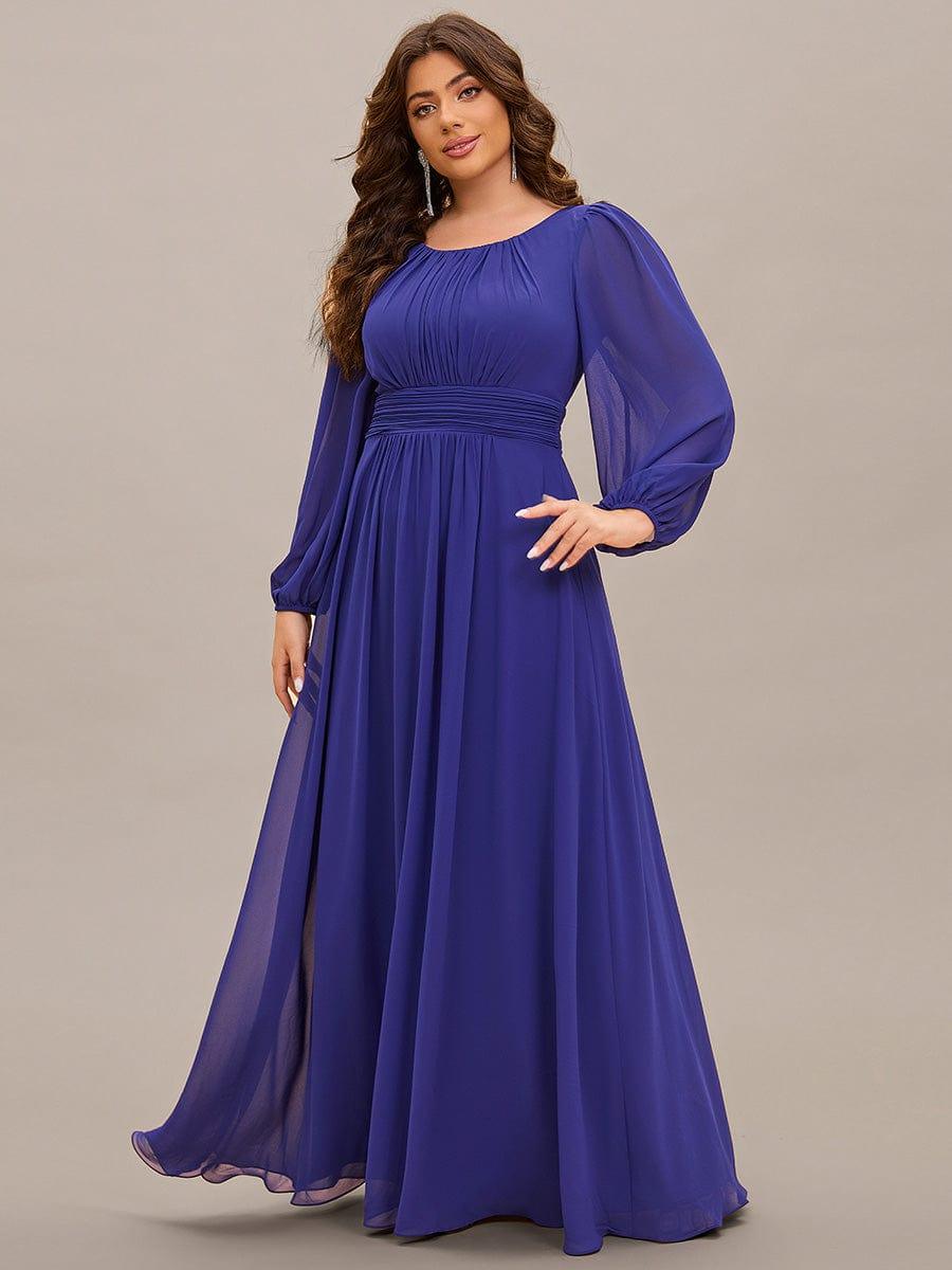 Plus Size See-Through Puff Sleeve Chiffon Mother Dress