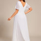 Plus Size High Slit V-Neck Empire Waist Chiffon Bridesmaid Dress