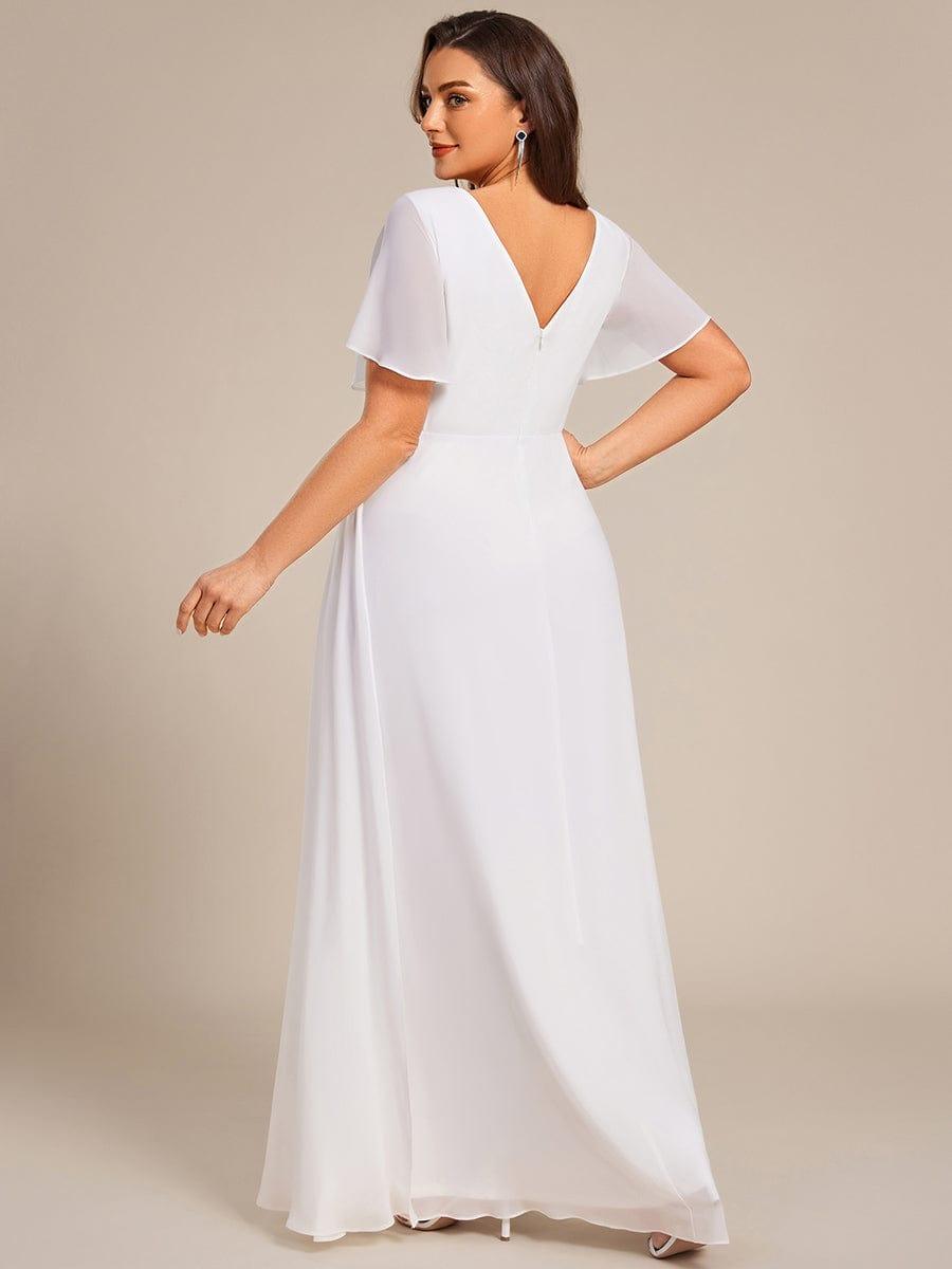 Plus Size High Slit V-Neck Empire Waist Chiffon Bridesmaid Dress