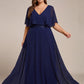 Plus Size Chiffon Formal Maxi Dress with Batwing Sleeves