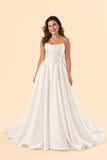 Romantic Timeless Plus Size Bridal Gown with Ruched Bodice and Basque Waistline