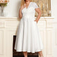 Plus Size V-neck Lace Bodice A-line Cocktail Dress with Pockets