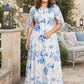 Plus Size Mother of the Bride Dress with Floral Print and Rhinestone Trim