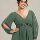 Stylish Plus Size Chiffon Formal Evening Dresses with Long Lantern Sleeves