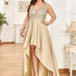 High Low Sleeveless Plus Size Dresses With Sequin for Evening