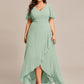 Plus Size Elegant Lotus Sleeves Chiffon Bridesmaid Dress