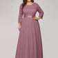 Simple Plus Size Lace Evening Dress with Half Sleeves