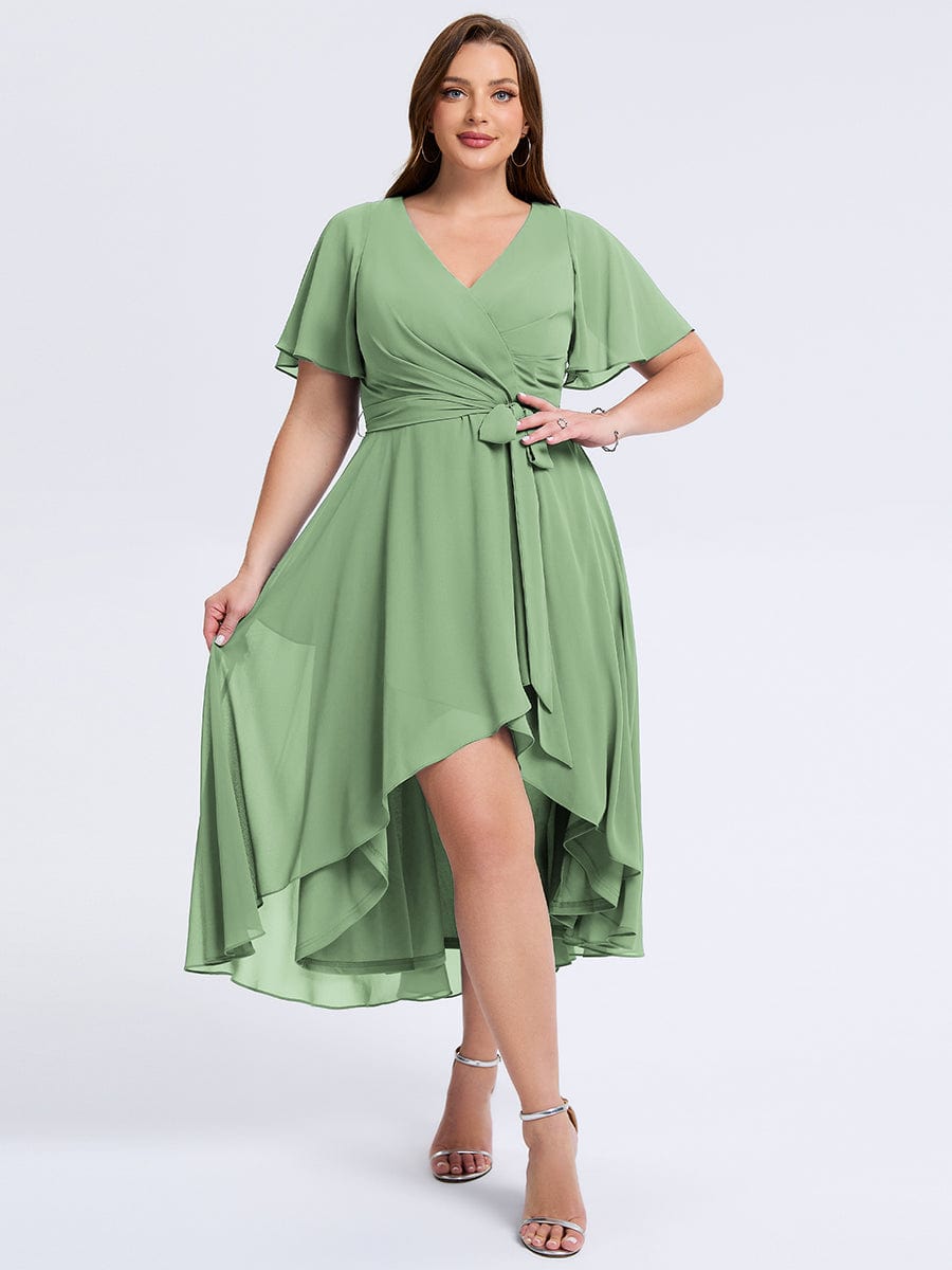 Plus Size Tie Knot Chiffon Wedding Guest Dress