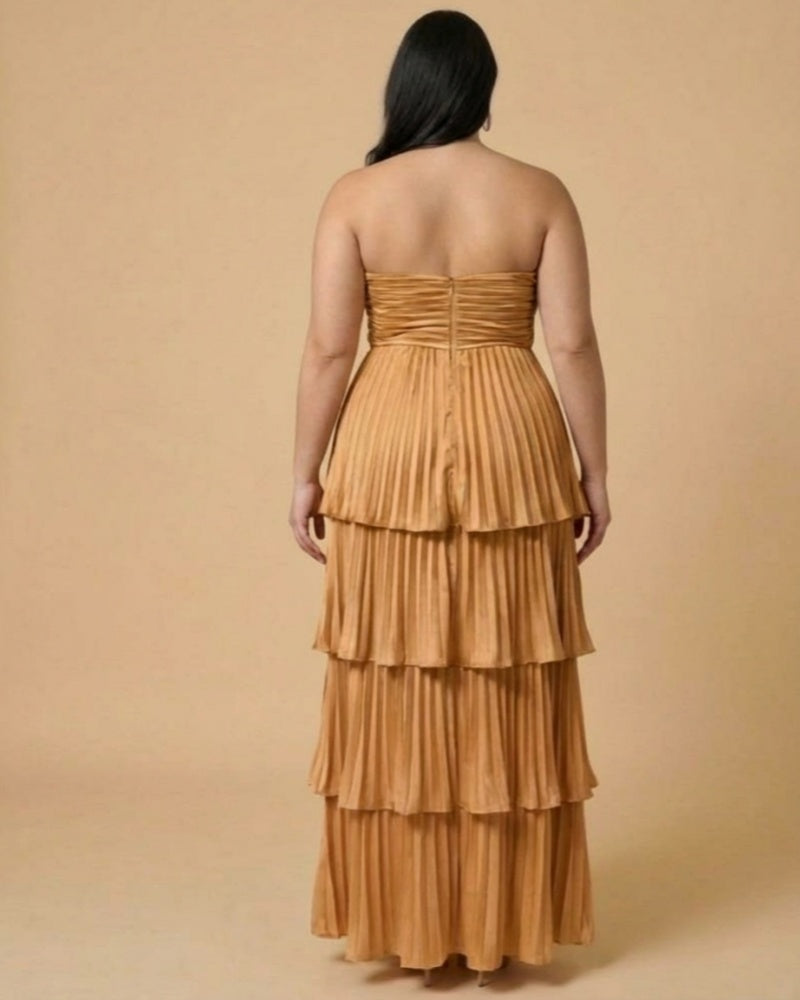 Chantarae Soft Satin Ruffled A-Line Plus Size Bridesmaid Dress for Wedding Parties - N0382