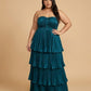 Chantarae Plus Size Minimalist Satin Bridesmaid Dress with Fluid Drape for Wedding Party -N0378