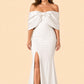 Elegant Plus Size Bridesmaid Dress with Off Shoulder Bow Detail and Slit