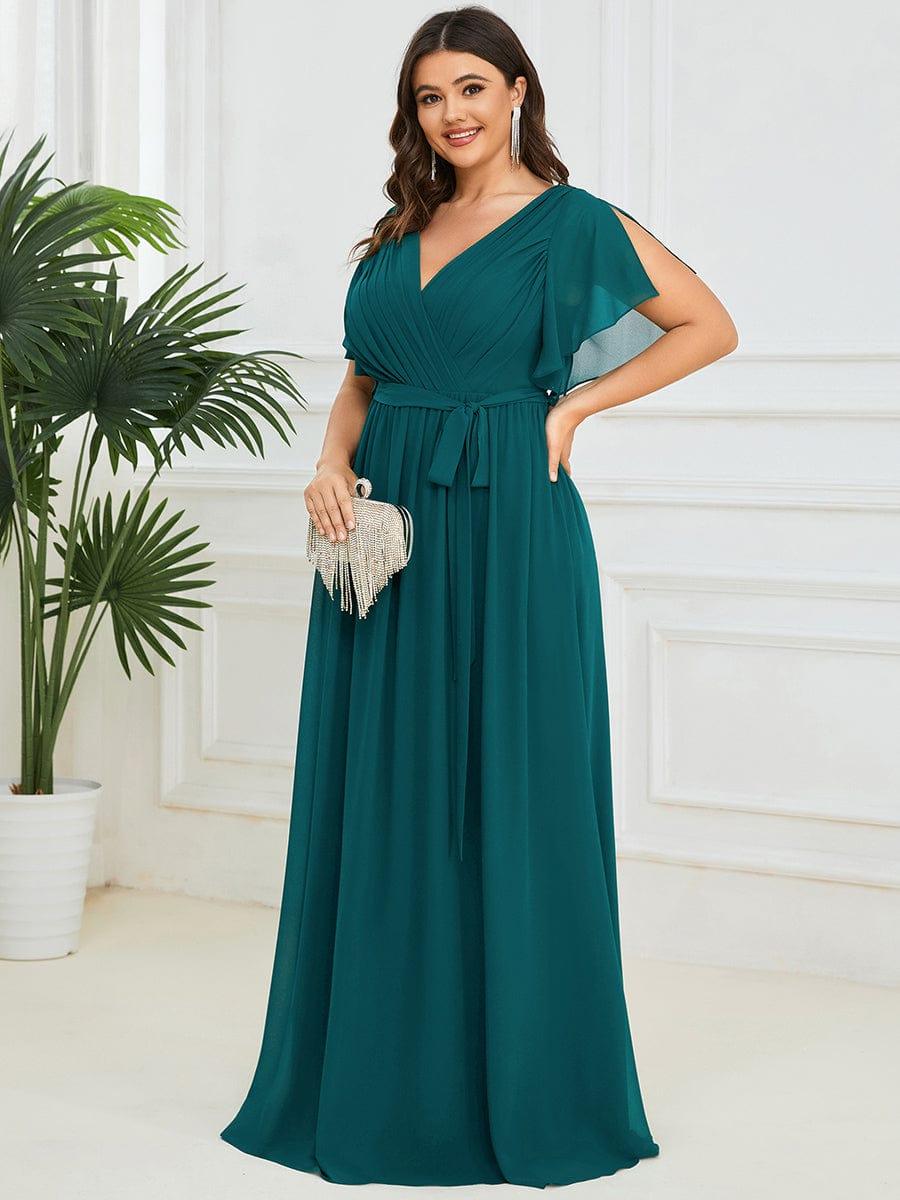 Plus Size Chiffon Tie-Waist Evening Dress