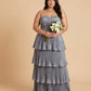 Chantarae Plus Size Romantic A-Line Ruffled Satin Bridesmaid Dress for Wedding Occasions -N0379