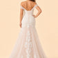 Plus Size Off Shoulder Lace Appliqué A-Line Wedding Dress with Lace-Up Back