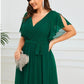 Plus Size Pleated Tie-Waist Chiffon Bridesmaid Dress