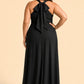 Elegant Plus Size Halter Neck Stretch Satin Bridesmaid Dress