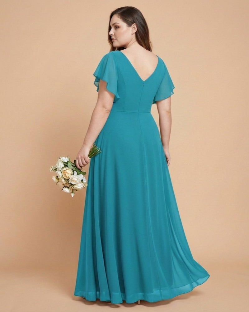 Avenleigh Classic A-Line Chiffon Plus Size Bridesmaid Dress with Light Fabric for Ceremony -N0333