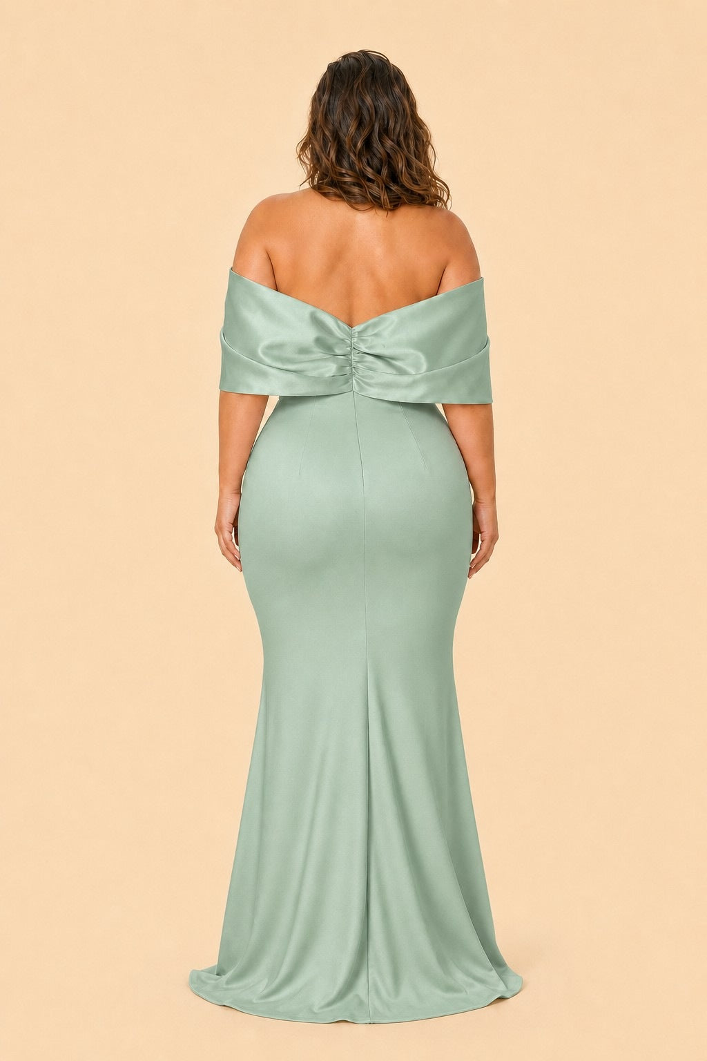 Elegant Plus Size Bridesmaid Dress with Off Shoulder Bow Detail and Slit