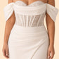 Plus Size Lace Wedding Dress with Slit and Asymmetrical Bow Back Detail