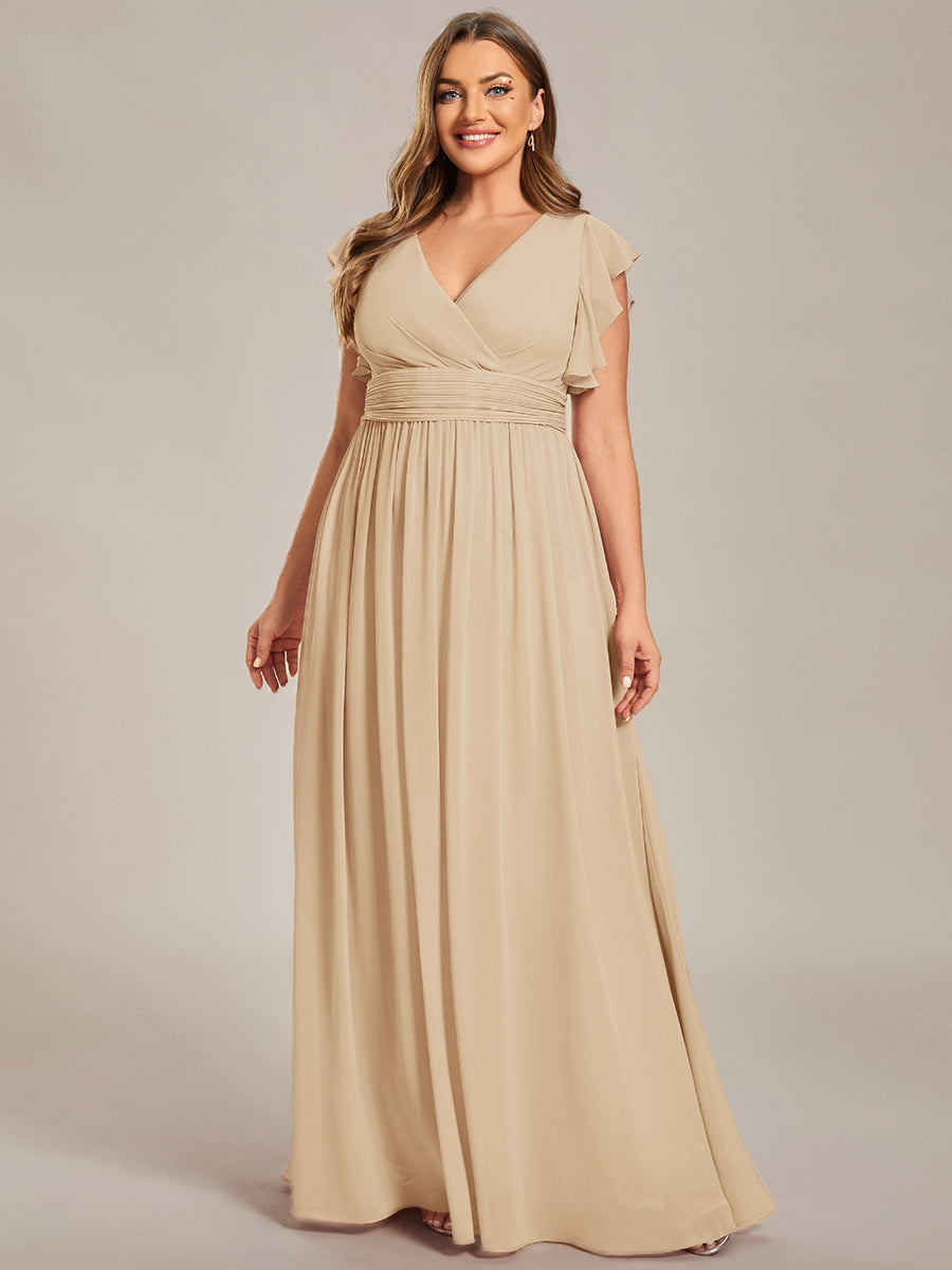 Plus Size Chiffon Pleated A-Line Back Cutout Bridesmaid Dress