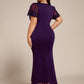 Plus Size Short Sleeve Ruffled Fishtail V-Neck Dress