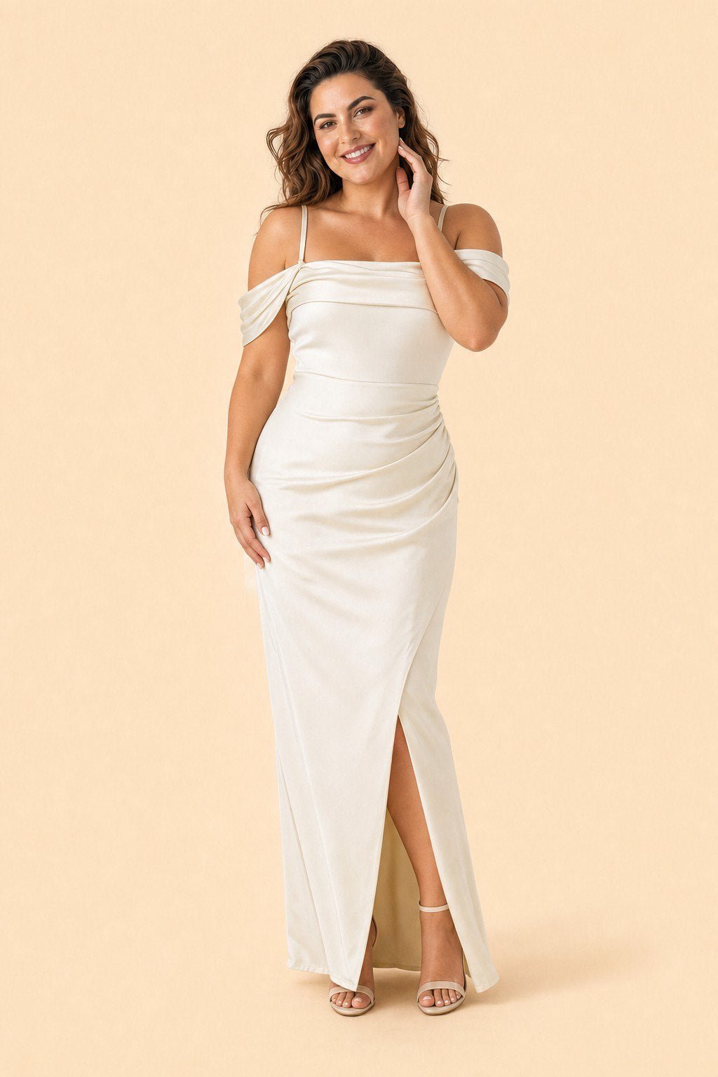 Bridesmaid Maxi Dress with Detachable Bra and Flattering Slit