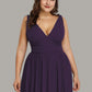 Plus Size Sleeveless V-Neck Chiffon Semi Bridesmaid Dress