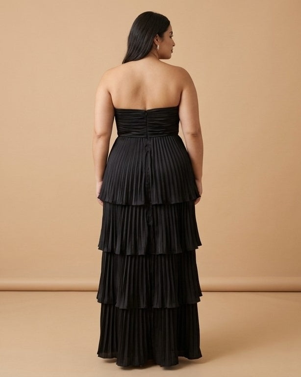 Chantarae Sophisticated Plus Size A-Line Satin Charmeuse Bridesmaid Gown - N0380