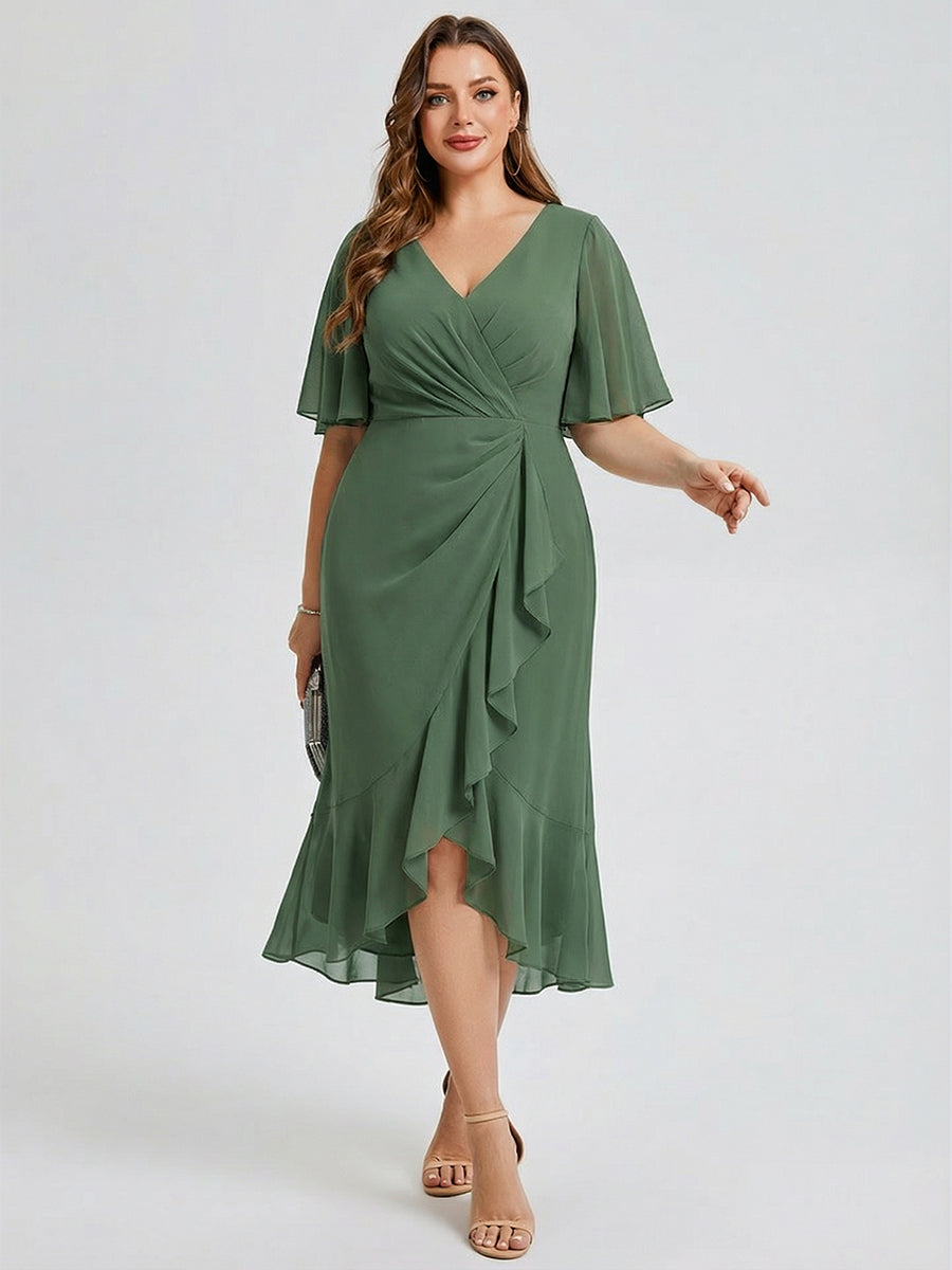 Plus Size Printed Mermaid Chiffon Wedding Guest Dress