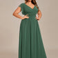 Plus Size Chiffon Pleated A-Line Back Cutout Bridesmaid Dress