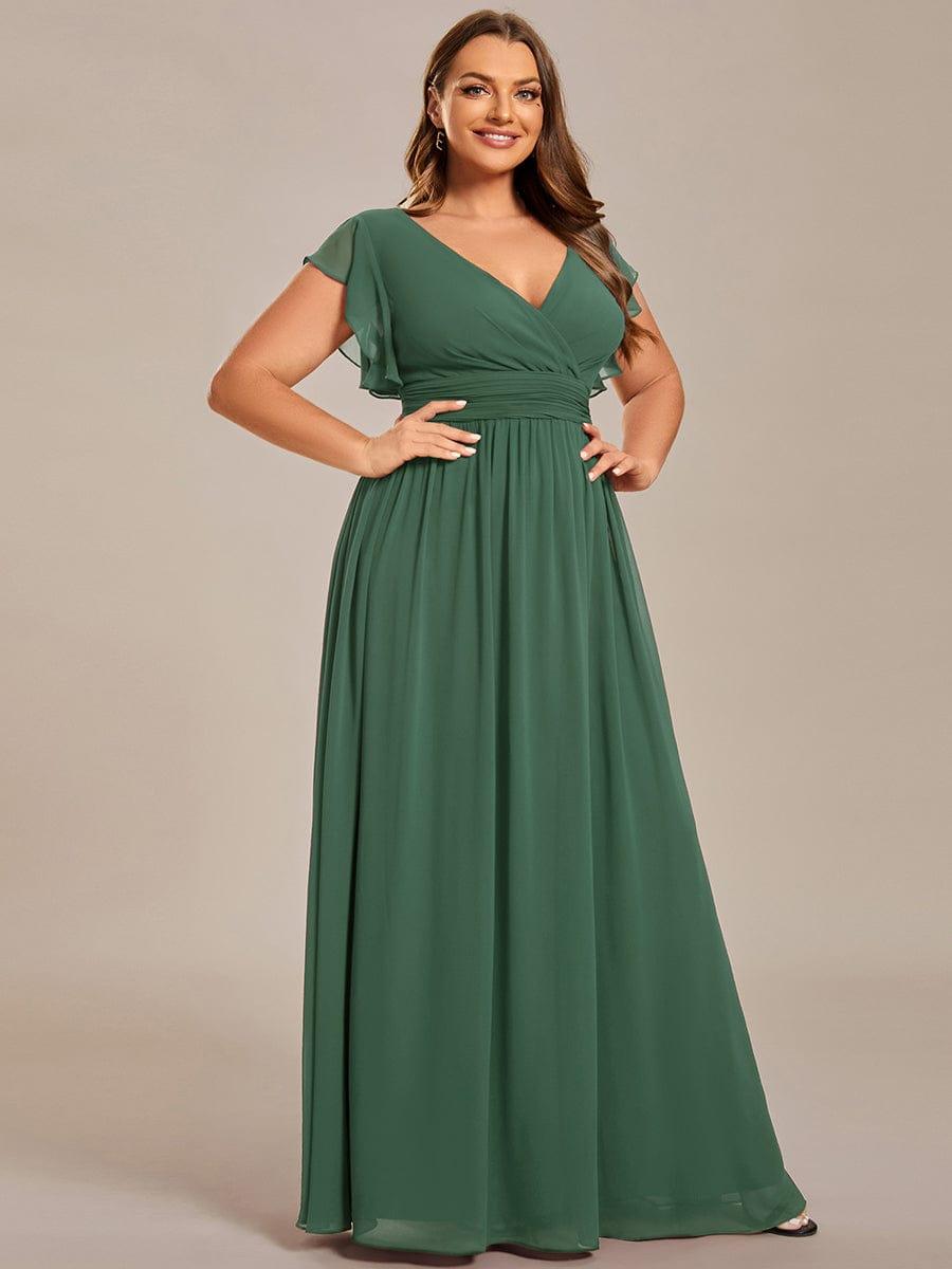 Plus Size Chiffon Pleated A-Line Back Cutout Bridesmaid Dress