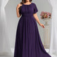 Plus Size Printed Chiffon Pleated Maxi Wedding Guest Dress