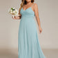 Plus Size Draped Back Criss-Cross Chiffon A-Line Bridesmaid Dress