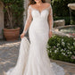 Romantic Floor-Length Tulle Wedding Gown with Sheer Lace and Train