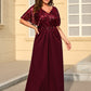 Plus Size Sequin Cape Sleeve V-Neck Mother of the Bride Dress