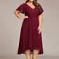 Plus Size Flowing Chiffon V-Neck Ruffle Sleeves Wedding Guest Dress