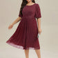 Plus Size Glitter Half Sleeve A-Line Wedding Guest Dress