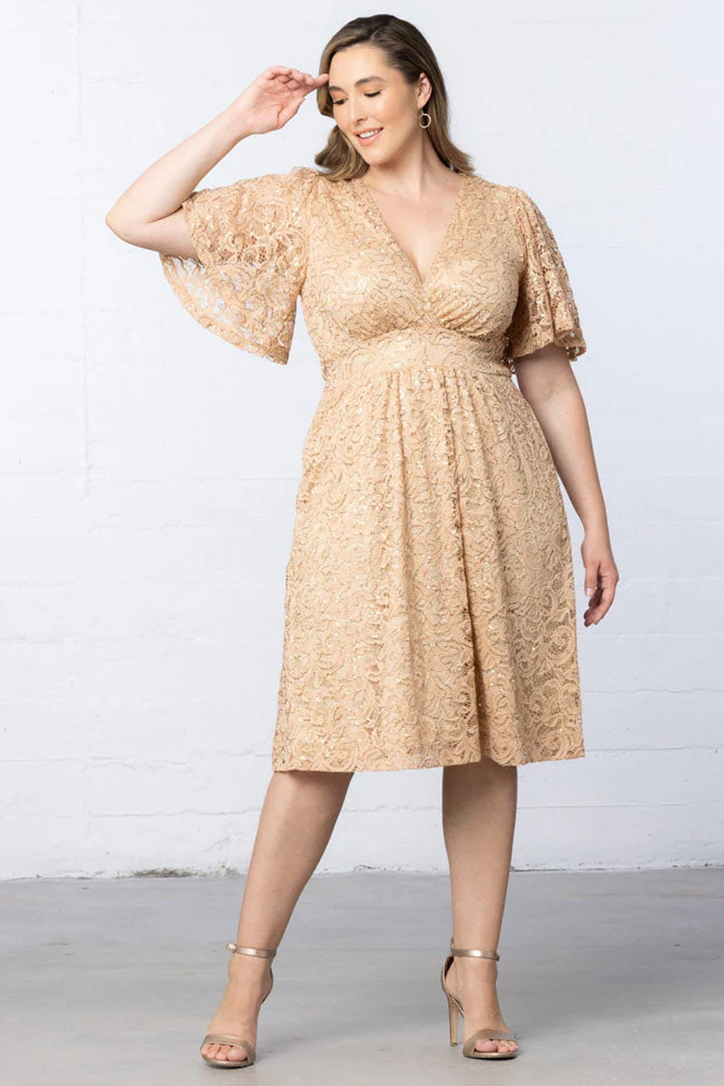 Starry Sequined Lace Cocktail Dress