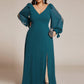 Plus Size Open Lantern Sleeve A-Line Bridesmaid Dress
